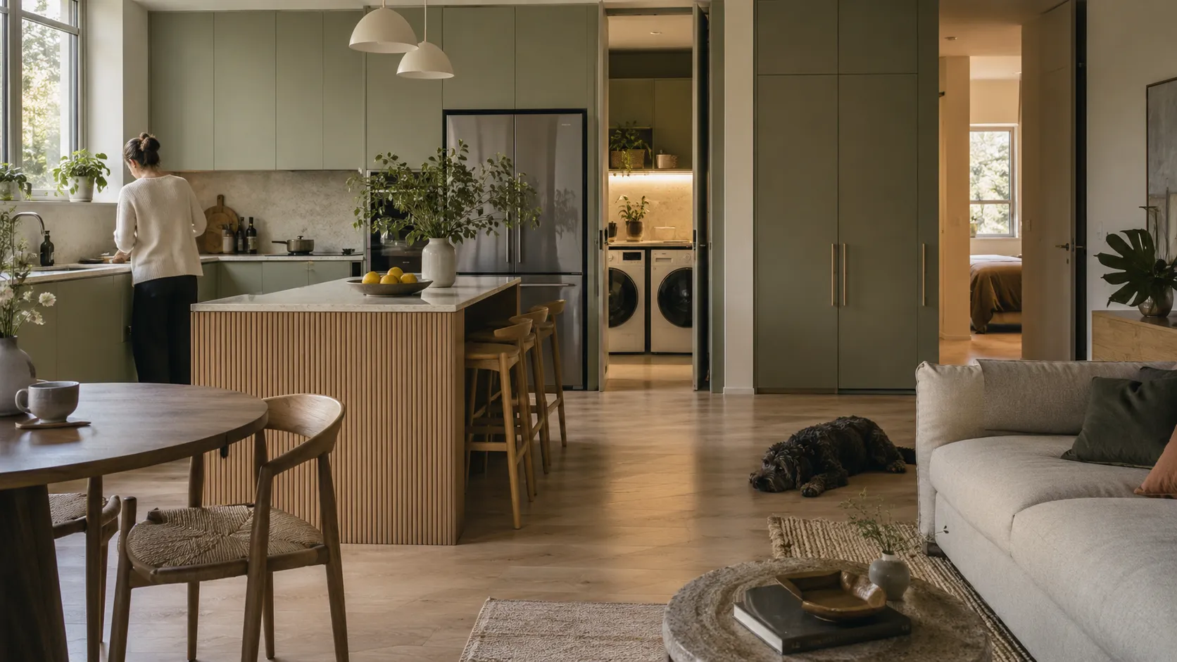 An empty unfinished room with plastered walls, bare concrete floor, exposed plumbing stubs, a window and a sliding glass door
